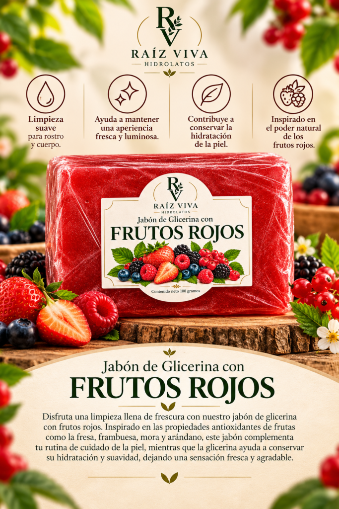 Jabón de glicerina con frutos rojos de Raíz Viva