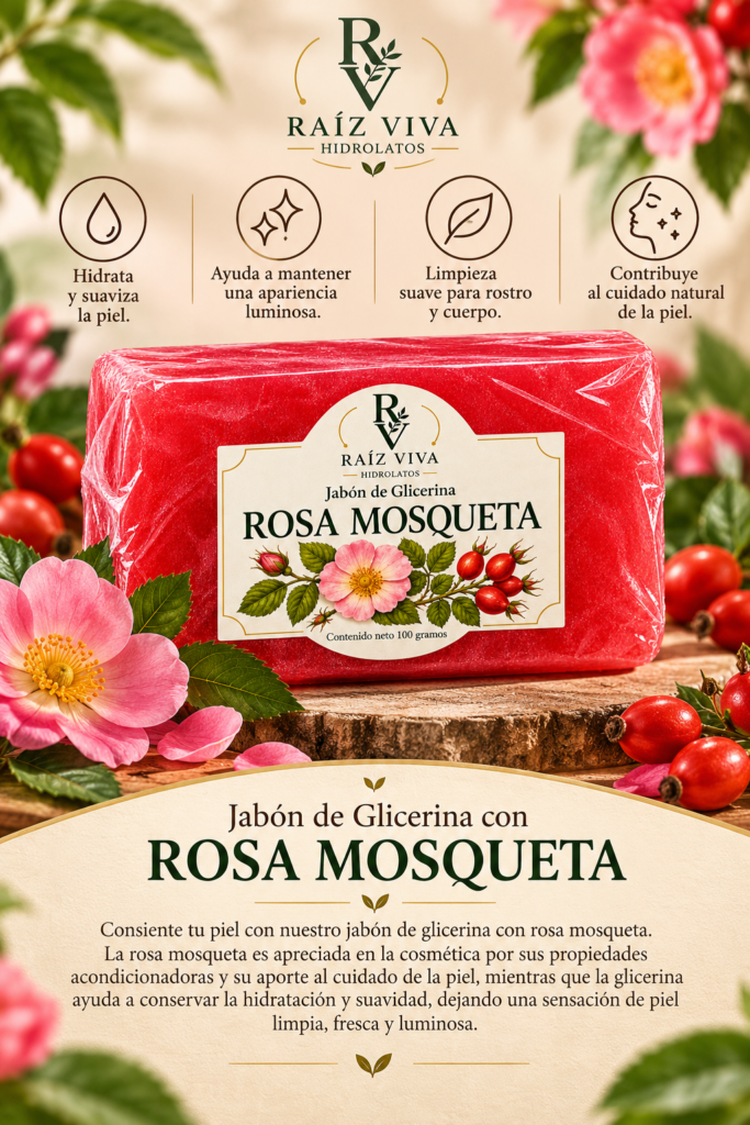 Jabón de glicerina con rosa mosqueta de Raíz Viva